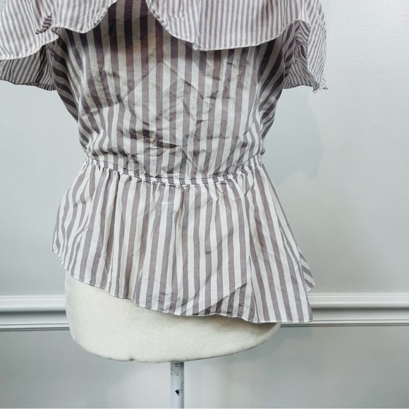 VICTORIA’S SECRET Gray & White Striped Ruffle Asymmetric Sleep Cami Tank - SMALL - Picture 5 of 12